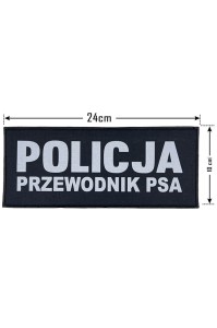 Duży rzep odblaskowy "POLICJA PRZEWODNIK PSA" czarny