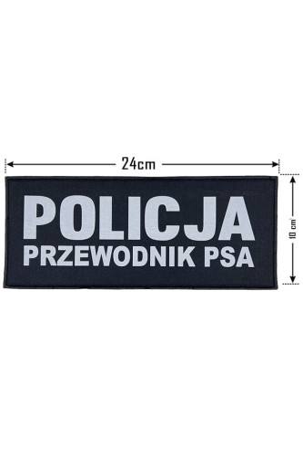 Duży rzep odblaskowy "POLICJA PRZEWODNIK PSA" granatowy