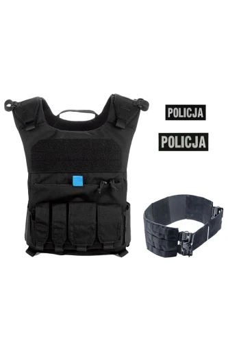 Kamizelka patrolowa policyjna Ztac-2 #holdtheline czarna z pasem RAPID i napisami POLICJA