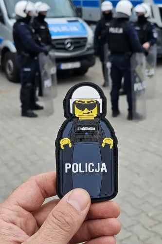 Policjant OPP - gumowa naszywka z rzepem, widok realny